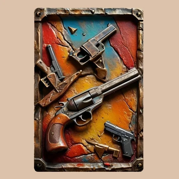 Tin sign - pistols and revolver