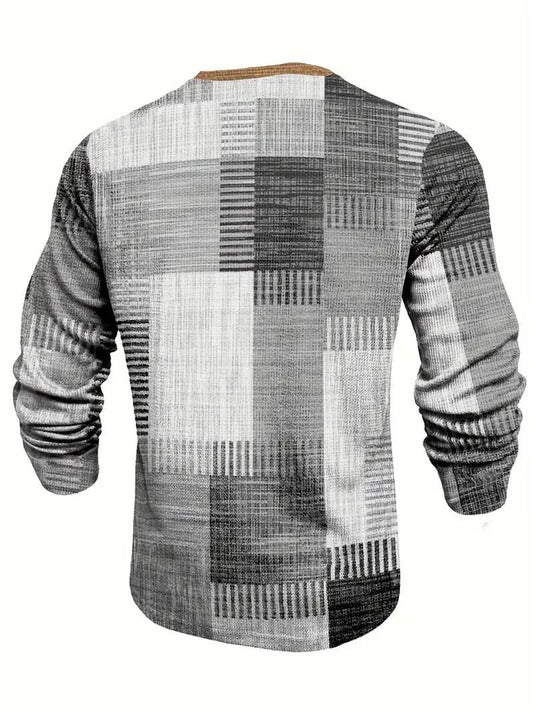 Long Sleeve shirt Men's Block Print - grey