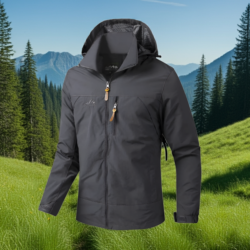 Jacket Soft-Shell Grey - with removable hoodie lightweight thin material - Waterproof & Windproof
