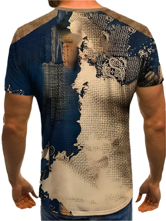 T shirt - blue and cream style