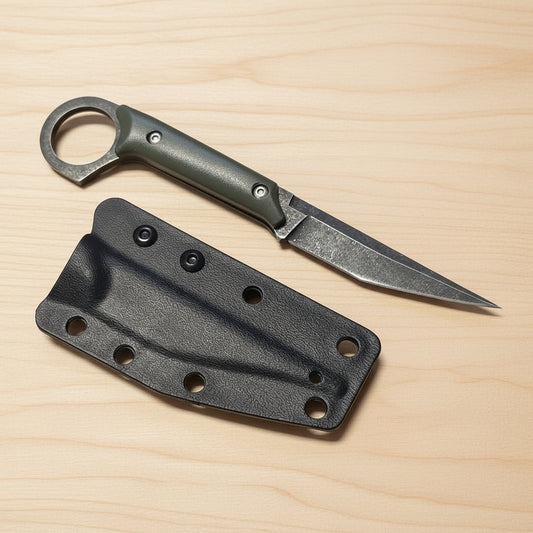 Knife with sheath on a white background