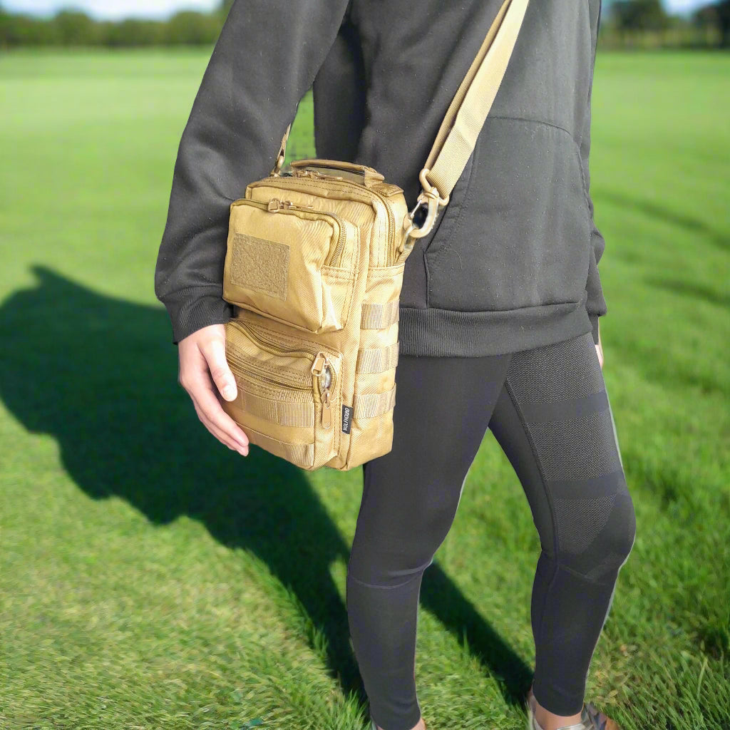 khaki shoulder bag
