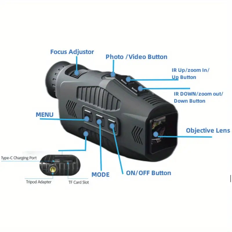 Night Vision HD 1080P Monocular Device 5X Digital Zoom Infrared