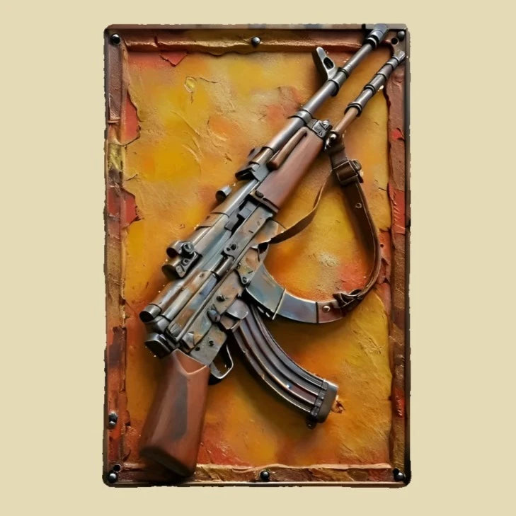 Tin sign - machine gun