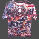 T shirt - Motorcycle with skull and flag