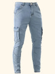 Jeans men's stretchable slim fit 6 pocket light blue