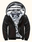 Jacket Men's Warm Fleece Hooded  Black