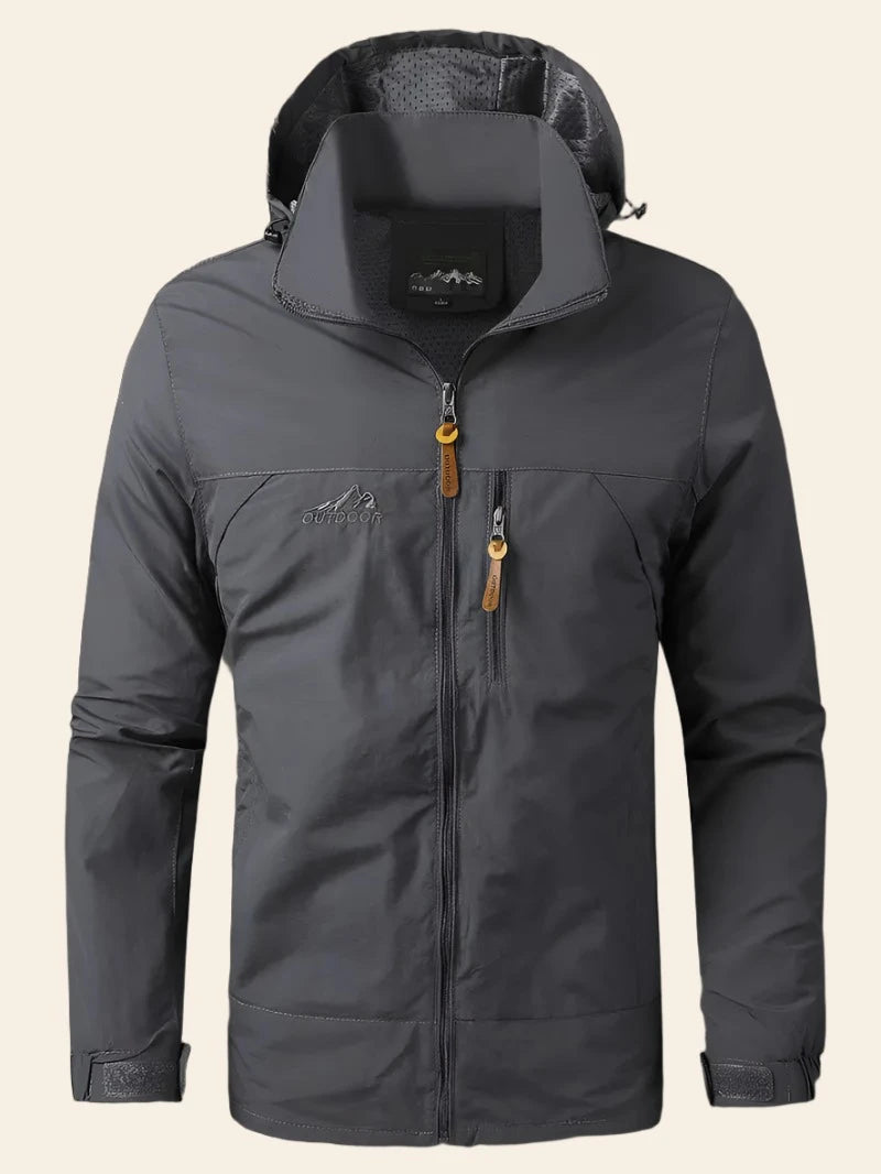 Jacket Soft-Shell Grey - with removable hoodie lightweight thin material - Waterproof & Windproof