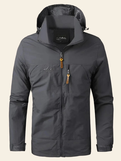 Jacket Soft-Shell Grey - with removable hoodie lightweight thin material - Waterproof & Windproof