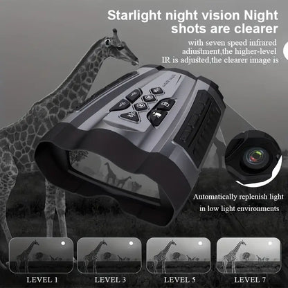 Black night vision binoculars with visible lens and control buttons.