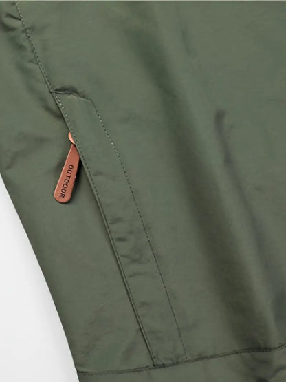 Jacket Soft-Shell green - with removable hoodie lightweight thin material - Waterproof & Windproof