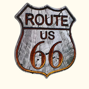 Tin sign - Route 66 - silver grey background