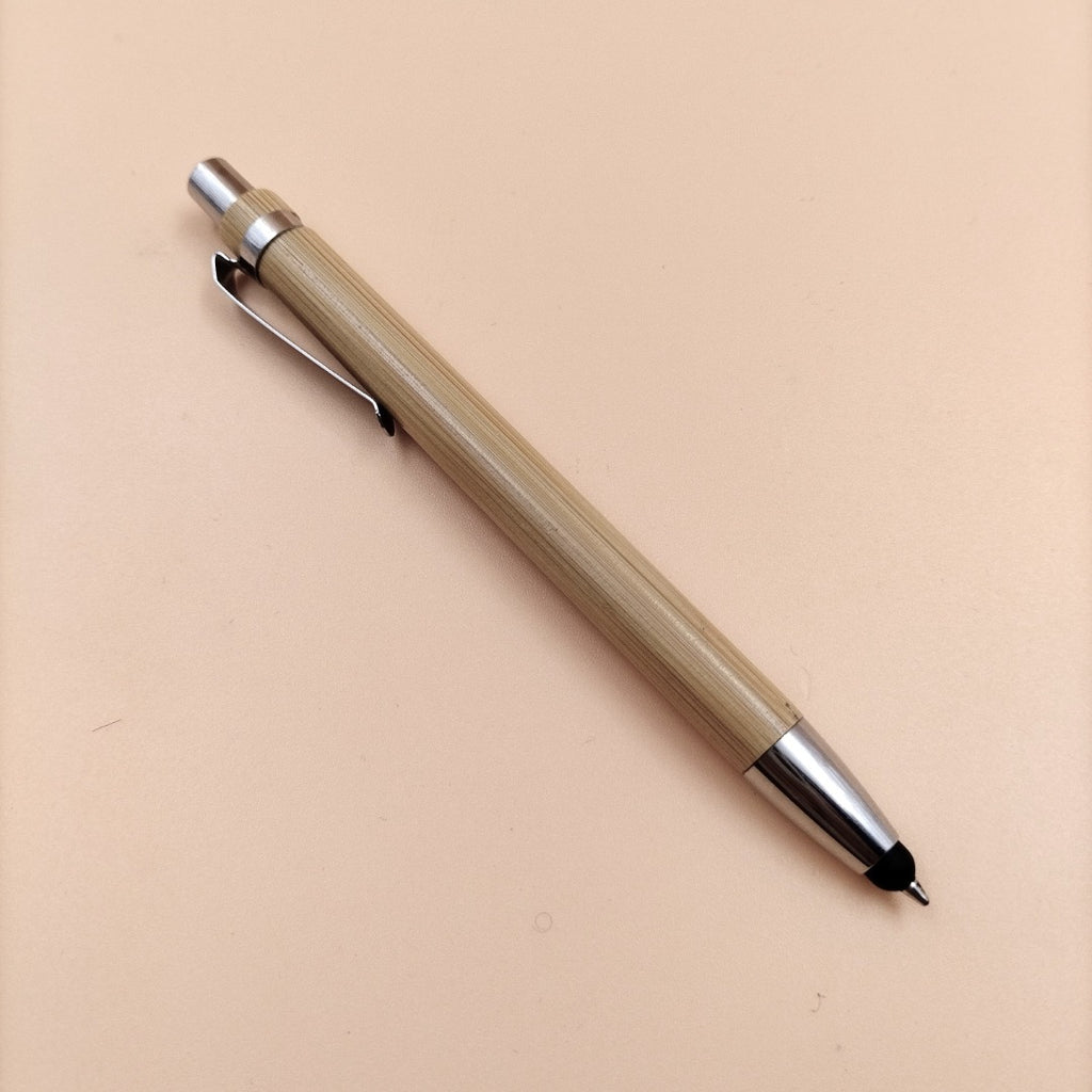 Wooden ball point pen with touch screen rubber