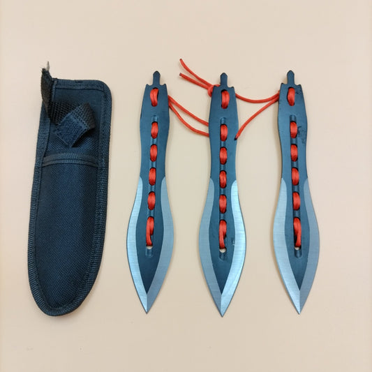 Throwing blades with red rope