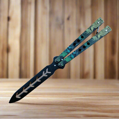 folding training blade with decorative handle