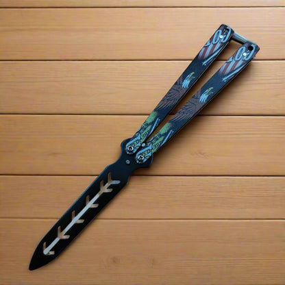 folding training blade with decorative handle