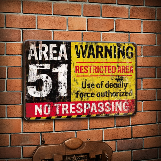 Tin sign - Area 51 warning