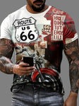 T shirt - Route 66 Motorcycle red and white background