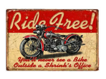 Tin sign - Ride free motorcycle
