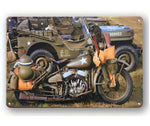 Tin sign - motorcycle and Jeep