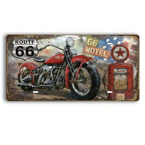 Tin sign - red motorcycle Route 66