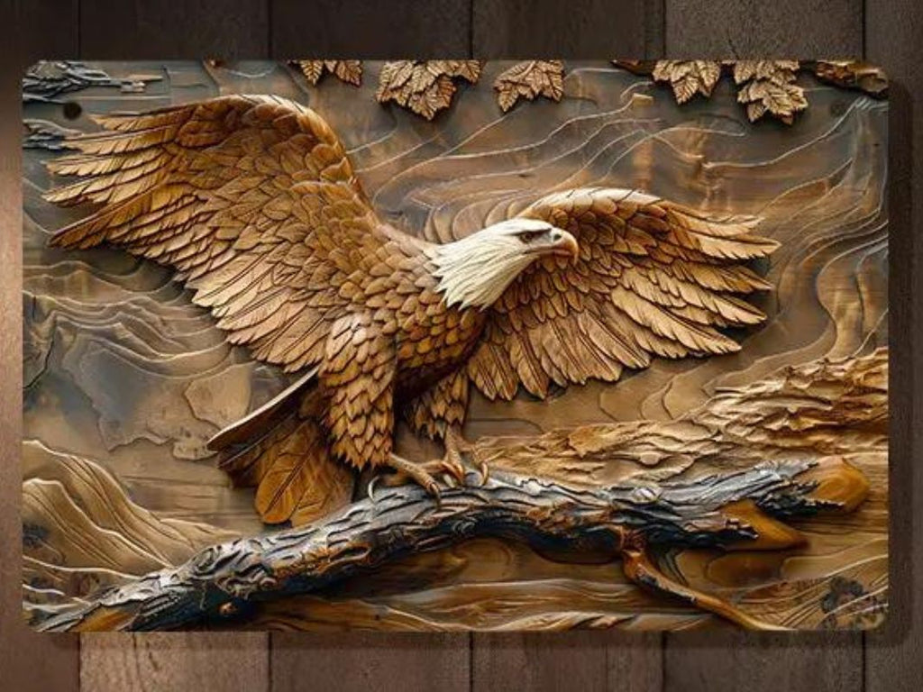 Tin sign - Eagle wooden look