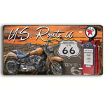Tin sign - orange motorcycle Route 66