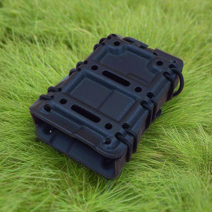 A black adjustable magazine pouch for AR/AK style rifles.