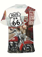 T shirt - Route 66 Motorcycle red and white background