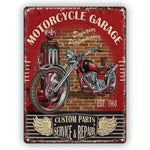 Tin sign - red chopper and fuel pump
