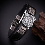 1 piece  Vintage Route 66 PU Leather Bracelet For Men