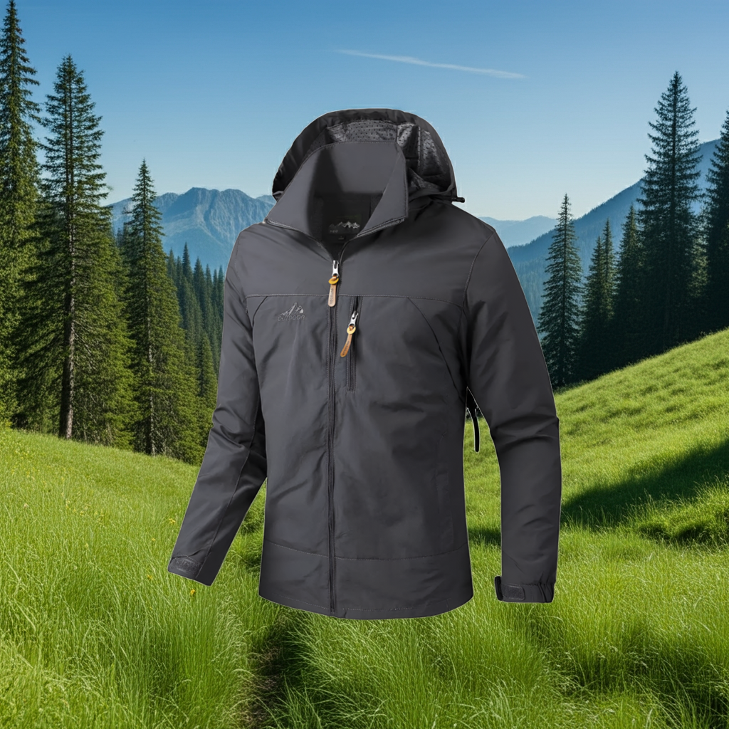 Jacket Soft-Shell Grey - with removable hoodie lightweight thin material - Waterproof & Windproof