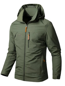 Jacket Soft-Shell green - with removable hoodie lightweight thin material - Waterproof & Windproof