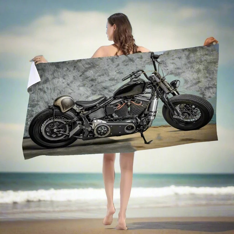 Beach Towel Motorcycle Pattern