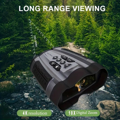Black night vision binoculars with visible lens and control buttons.