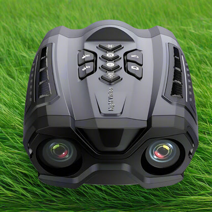 Black night vision binoculars with visible lens and control buttons.