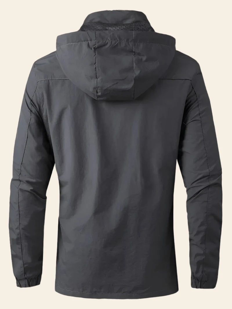 Jacket Soft-Shell Grey - with removable hoodie lightweight thin material - Waterproof & Windproof
