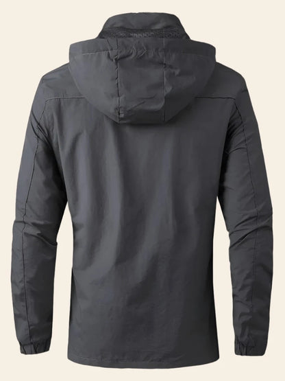 Jacket Soft-Shell Grey - with removable hoodie lightweight thin material - Waterproof & Windproof