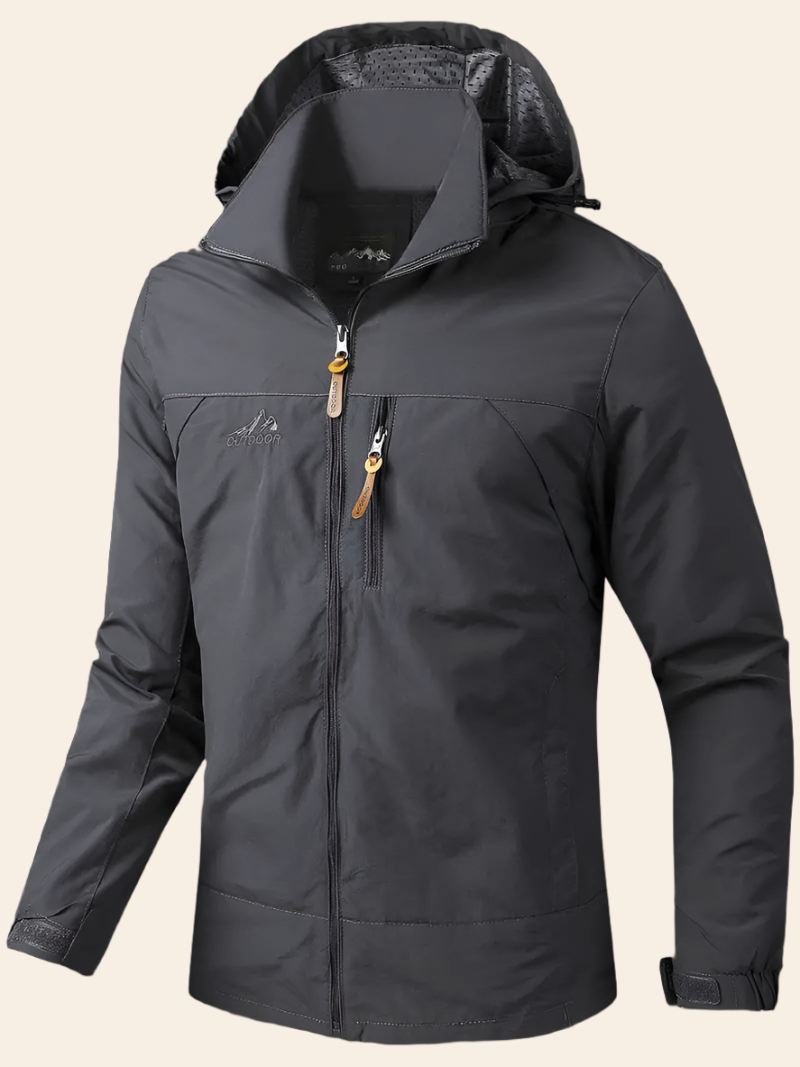 Jacket Soft-Shell Grey - with removable hoodie lightweight thin material - Waterproof & Windproof