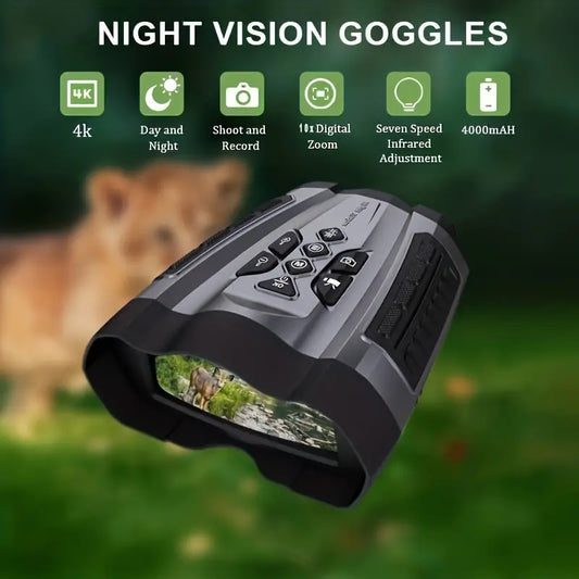 Black night vision binoculars with visible lens and control buttons.
