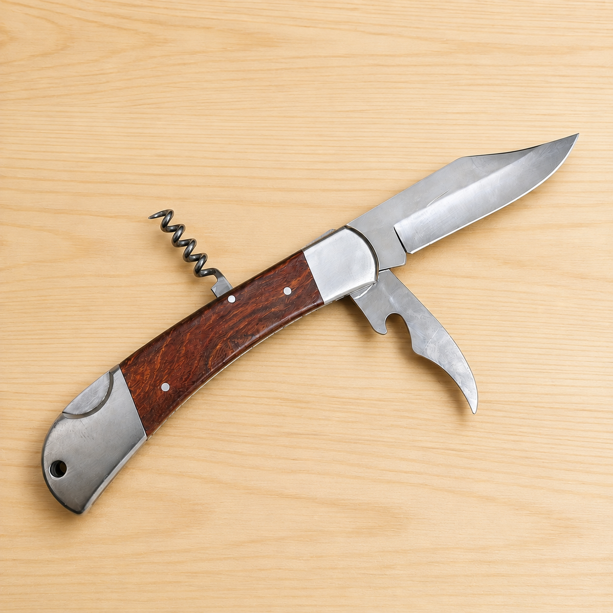 Pocket knife wooden handle