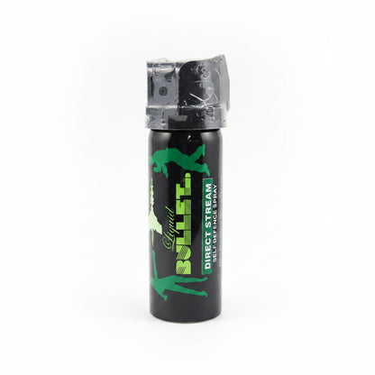 Black pepper spray with green logo liquid bullet