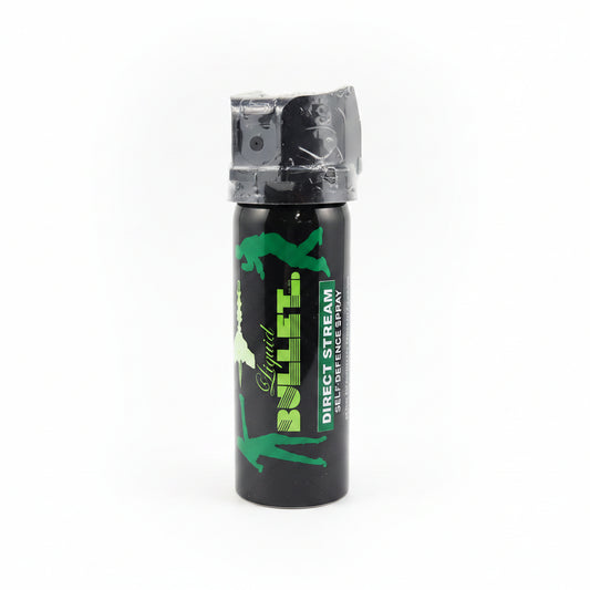 Black pepper spray with green logo liquid bullet