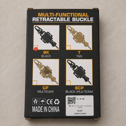 Black retractable lanyard with attachment options, product image