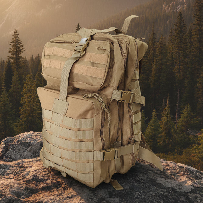 45-litre hiking backpack with hydration bladder storage, product photograph
