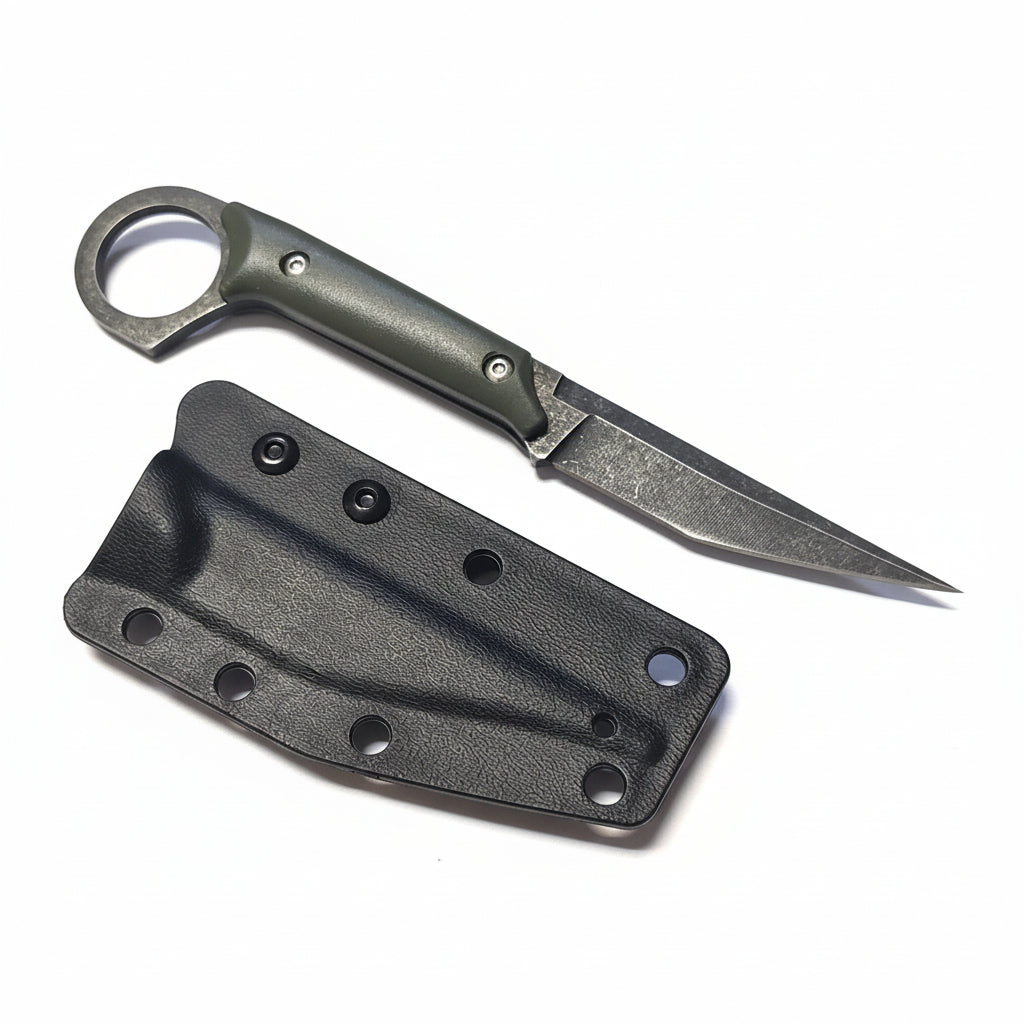 Knife with sheath on a white background