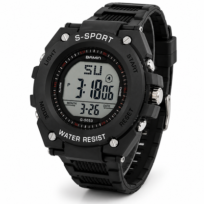 Digital S-Sport watch with LCD display, additional product photograph