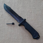 Columbia black with fire starter and sheath 1128A