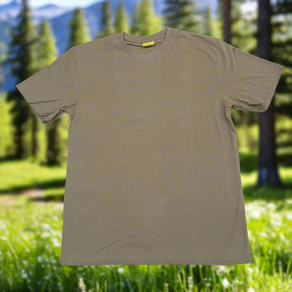 T shirt is solid brown