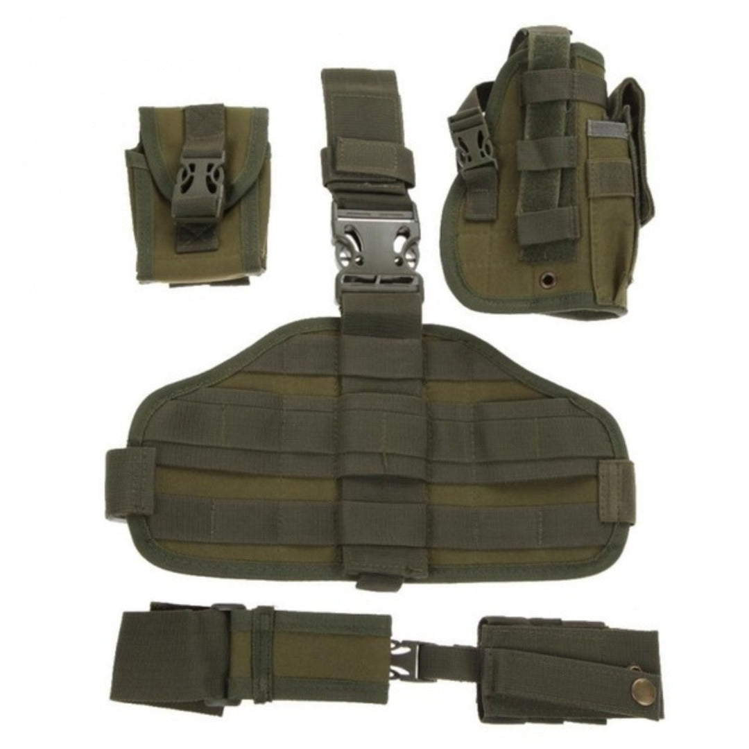 Drop leg holster with molle system + magazine and radio pouches